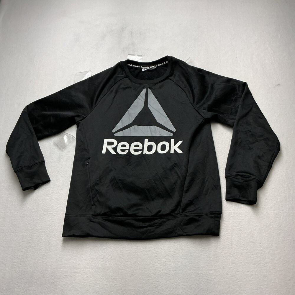 Reebok Women’s Size Small Black Sweatshirt~ Large Logo, Fleece Lined, 4227
